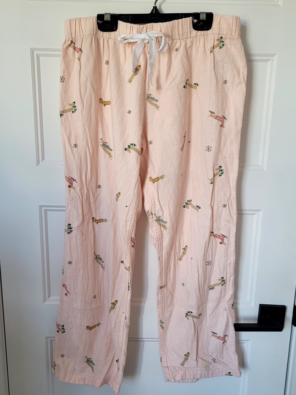 J.Crew Women's Pink Cotton Holiday Dachshund Pajama Pants - Size Small